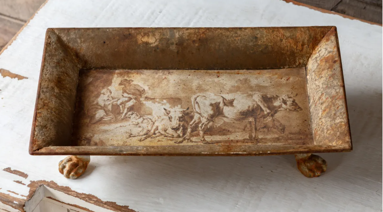 Burnished Pastoral Rectangular Tole Tray