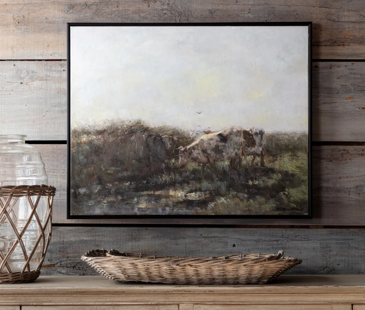 Pastoral Cows Remarque Framed Wall Art