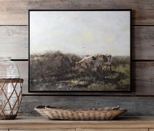 Pastoral Cows Remarque Framed Wall Art