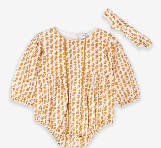 Matilda Floral Baby Romper & Headband Set (Organic Cotton)