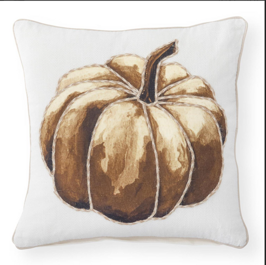 18 Inch Herringbone Brown Pumpkin Square Pillow