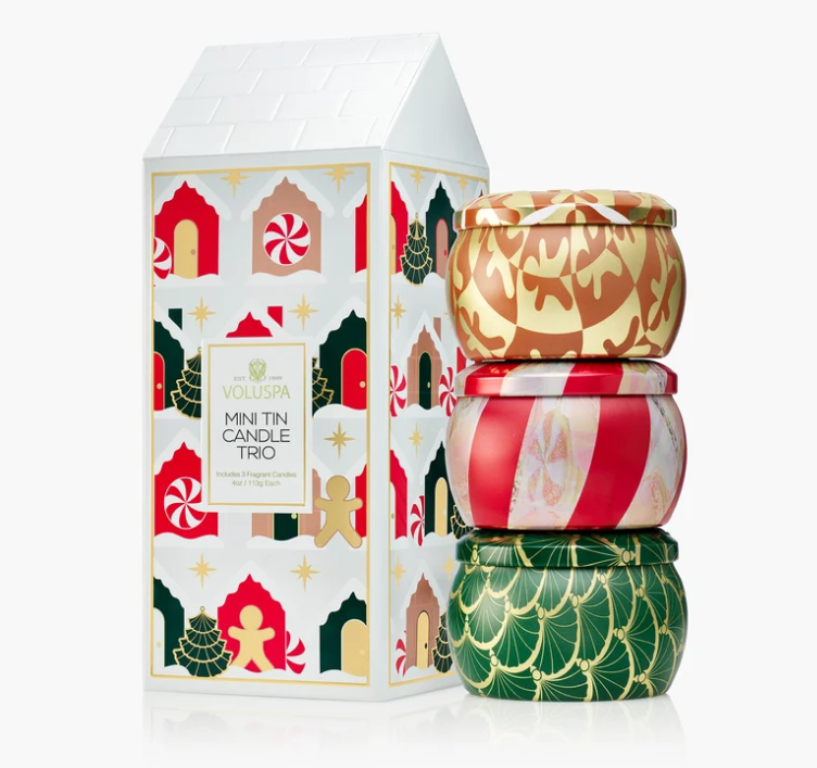 Voluspa Holiday Mini Tin Candle Trio