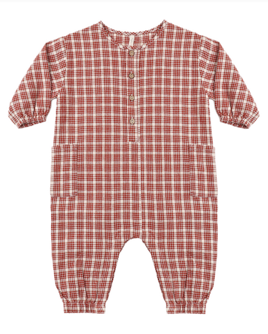 RELAXED WOVEN JUMPSUIT VINTAGE PLAID