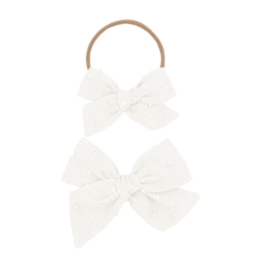 Classic Bow - White Swiss Dot