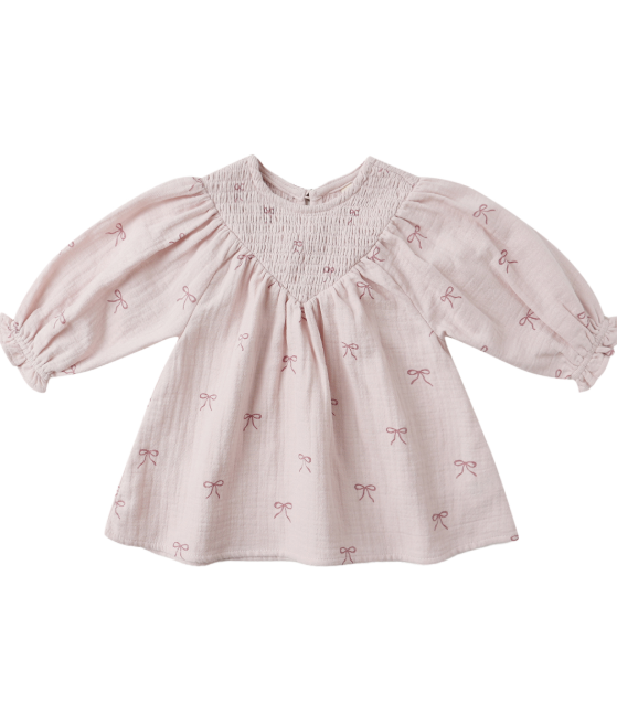 V Smocked Bow Dress - Bows