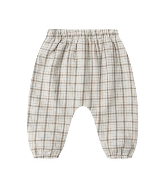 Blue Plaid Woven Pants