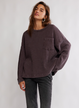 Dawson Pocket Thermal in Chocolate Grape Long Sleeve