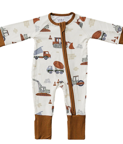 Construction Trucks Ribbed Bamboo Zipper