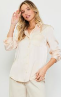 Long Sleeve Satin Button Down Shirt