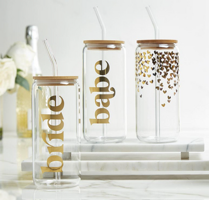 Glass Cold Brew Tumbler - Heart Confetti