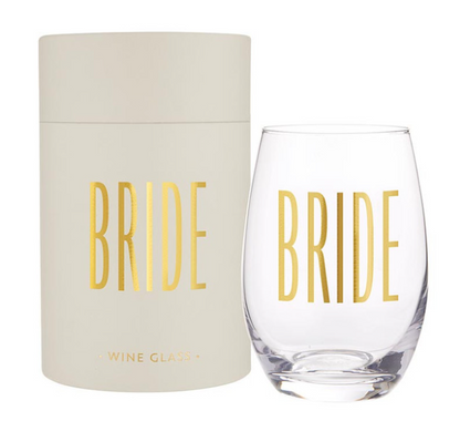 Gold Foil Stemless Wine Glass - Bride