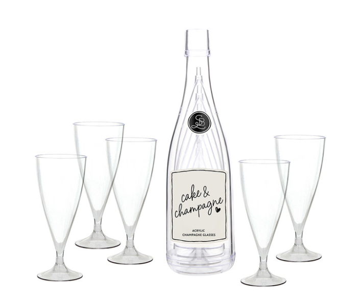 Acrylic Champagne in Bottle + Glasses - Cake and Champagne