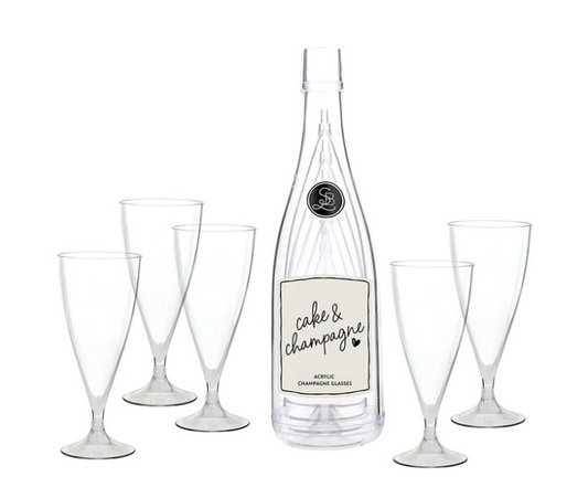 Acrylic Champagne in Bottle + Glasses - Cake and Champagne