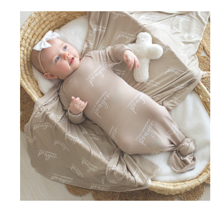 Swaddle Blanket + Cross Rattle - Answered Prayer