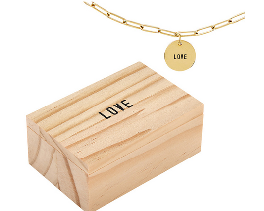 Link Chain Charm Necklace - Love