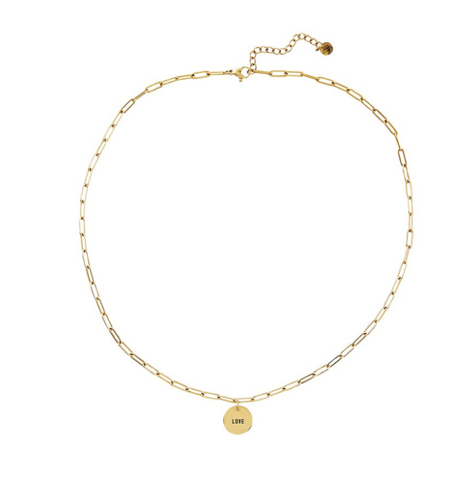Link Chain Charm Necklace - Love