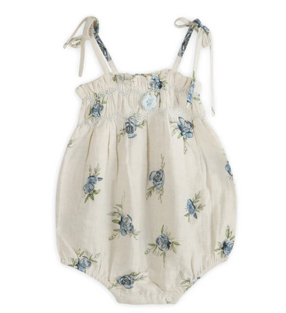 Anais Floral Baby Romper + Headband (Linen Blend)