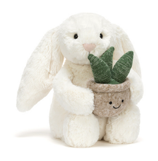 Cream Bunny with Plant