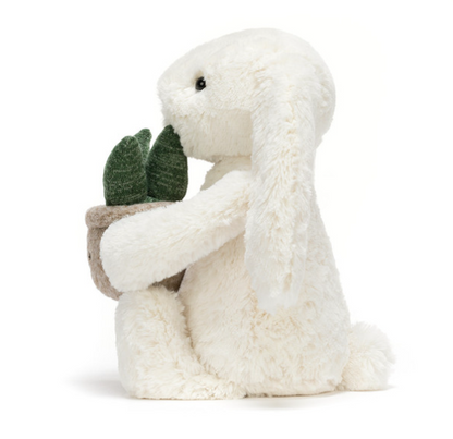 Cream Bunny with Plant