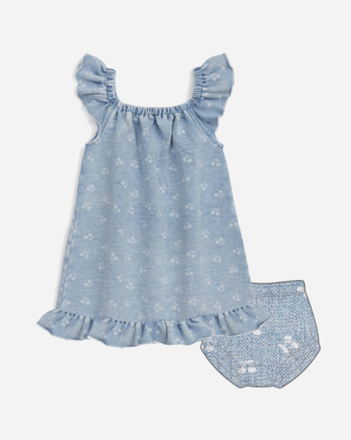 BLEACH WASH CHERRY DRESS