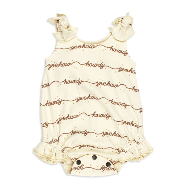 Little Rodeo Organic Bowtie Shoulder Bodysuit - Howdy
