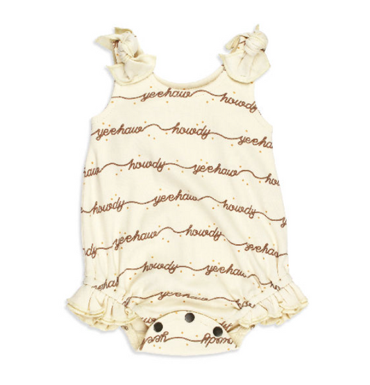 Little Rodeo Organic Bowtie Shoulder Bodysuit - Howdy