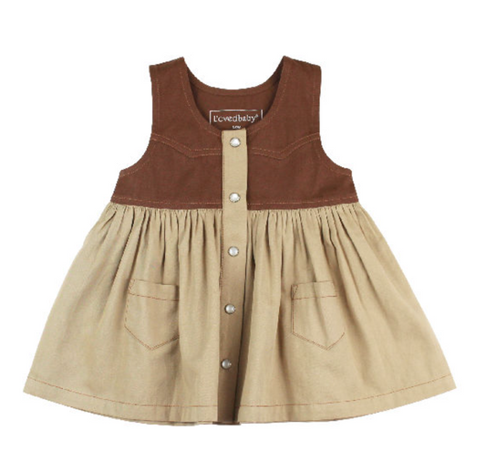 Organic Sleeveless Western Dress - Oatmeal