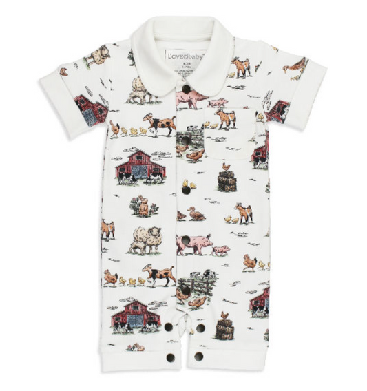 Farm Friends Collection Organic Short Sleeve Coverall - Farm Friends
