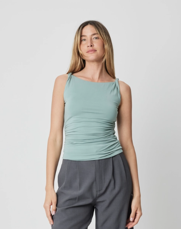 The Janice Top | Twist Tie Ruched Waist Modal Tank