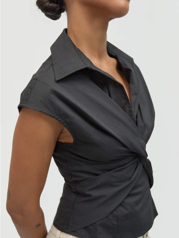 The Becky Top | Twist Collared Shirt