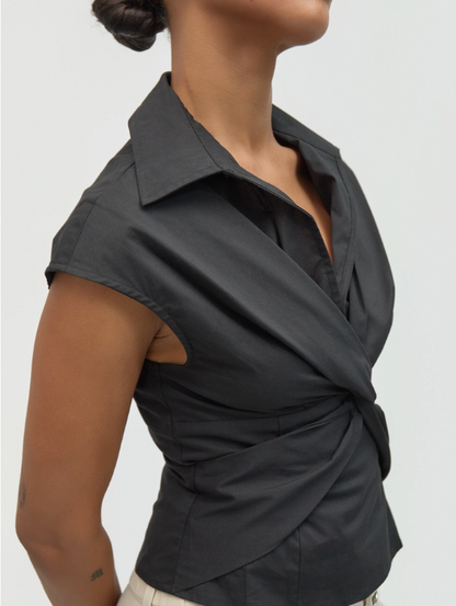 The Becky Top | Twist Collared Shirt