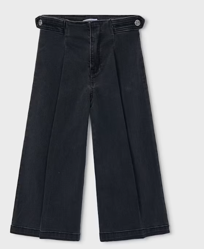 Girls Black Wide Leg Jeans
