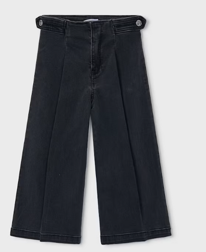 Girls Black Wide Leg Jeans