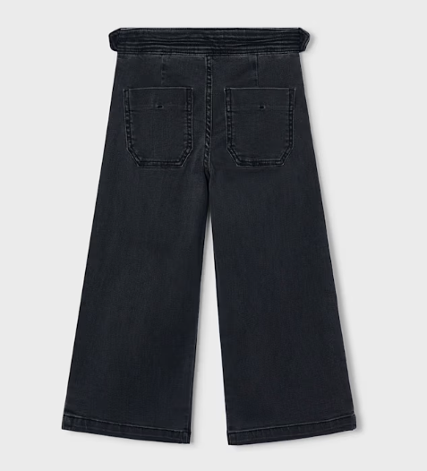 Girls Black Wide Leg Jeans