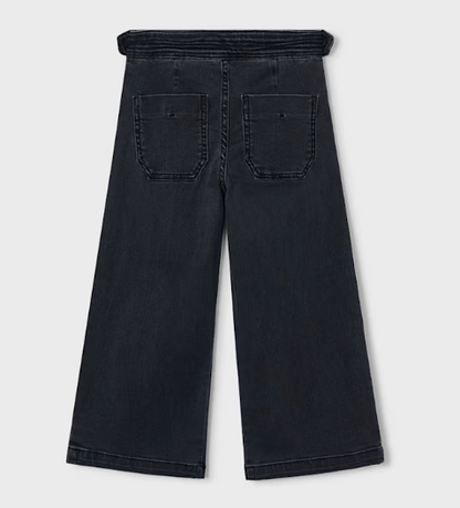 Girls Black Wide Leg Jeans
