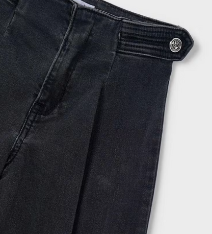 Girls Black Wide Leg Jeans