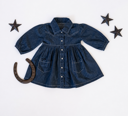 Western Denim Long-Sleeve Dress