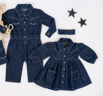 Western Denim Long-Sleeve Dress