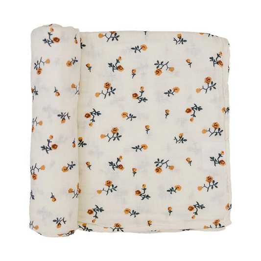 Floral Muslin Swaddle - Cream