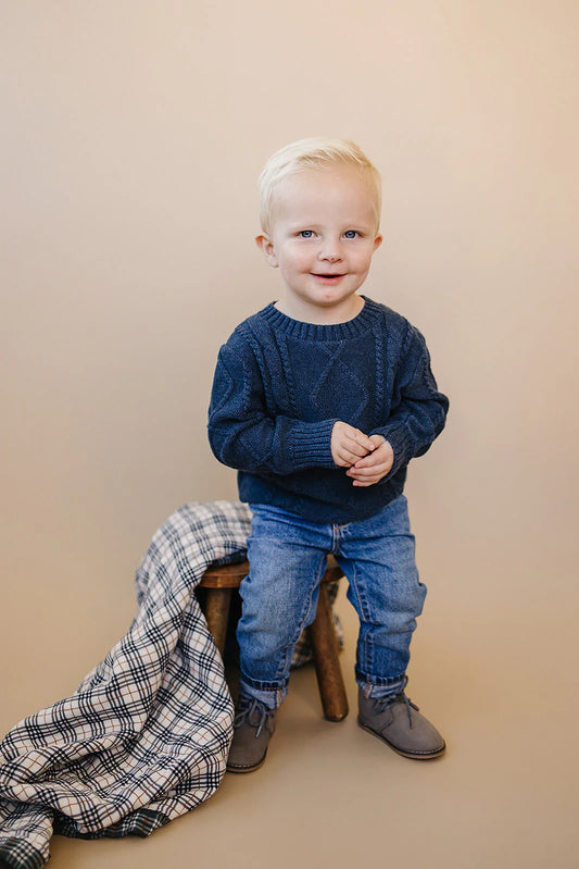 Navy Cable Knit Sweater