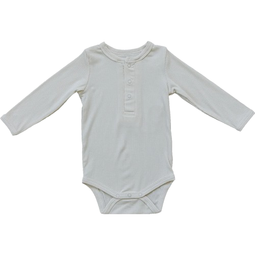 Bamboo Snap Ribbed Bodysuit - Cream