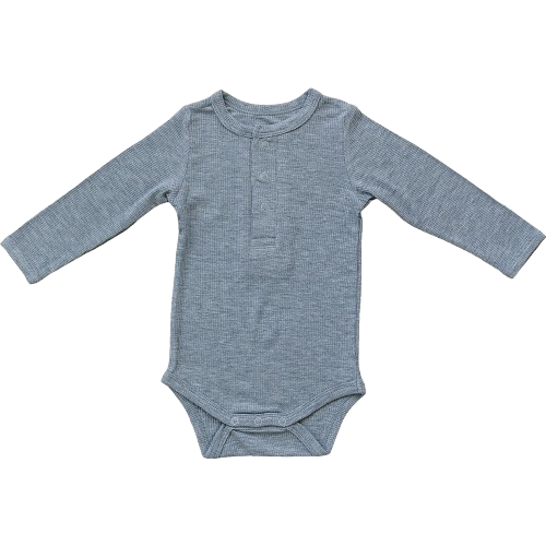 Bamboo Snap Ribbed Bodysuit - Heather Grey