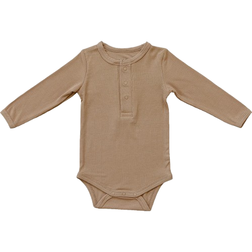 Bamboo Snap Ribbed Bodysuit - Latte