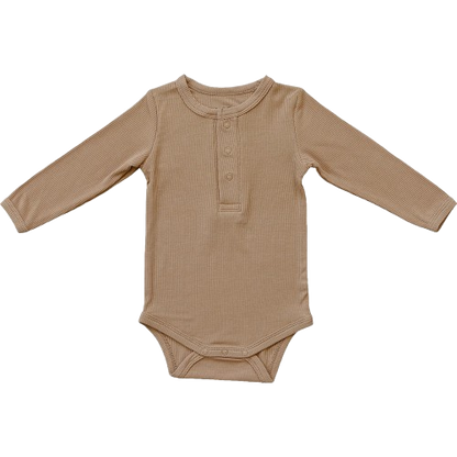 Bamboo Snap Ribbed Bodysuit - Latte