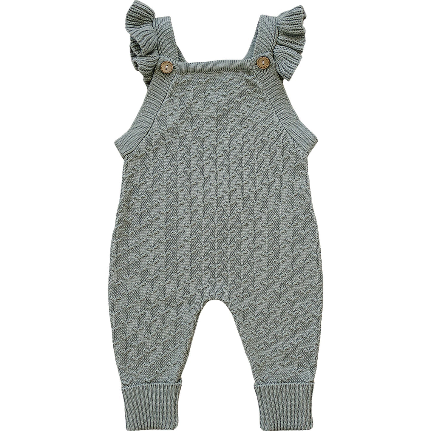 Green Ruffle Knit Overalls