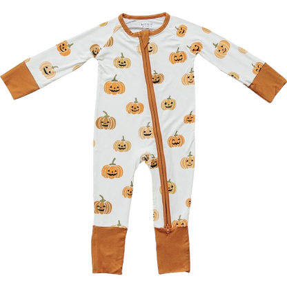 Pumpkins Bamboo Zipper Onesie