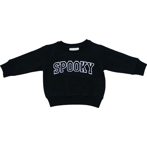 Kid's Spooky French Terry Crew Neck - Black