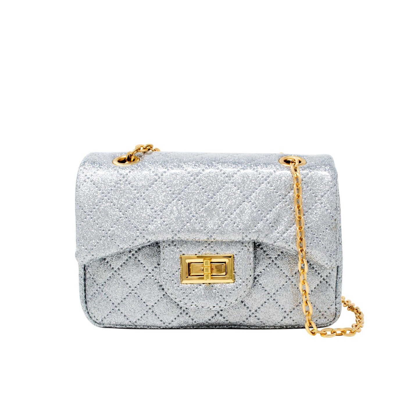 Classic Quilted Sparkle Mini Bag - Silver