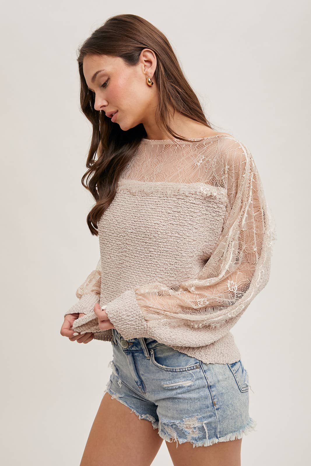 Lace Trimmed Knit Sweater