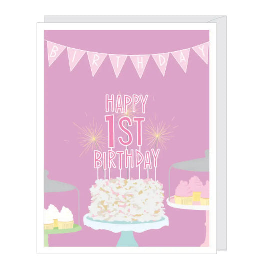 Happy First Birthday Girl Card